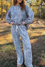 Camo Print Oversized Sweatshirt Pants Two Piece Set