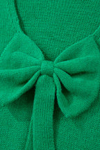 Bright Green Bow Backless Bubble Sleeve Sweater