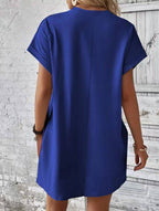 Relaxed Fit Cotton Short Sleeve Pocket Dress for Summer