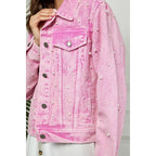 All Over Pearl Cropped Denim Jacket