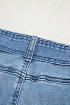 Beau Blue Western Washed Bow Knot Sash Wide Leg Jeans