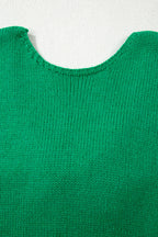 Bright Green Bow Backless Bubble Sleeve Sweater