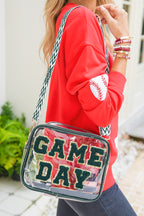 Blackish Green GAME DAY Chenille Embroidered Clear PVC Shoulder Bag