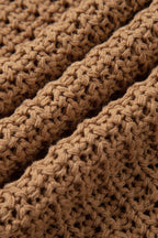 Camel Hollowed Detail Wide Sleeve Loose Pullover Sweater