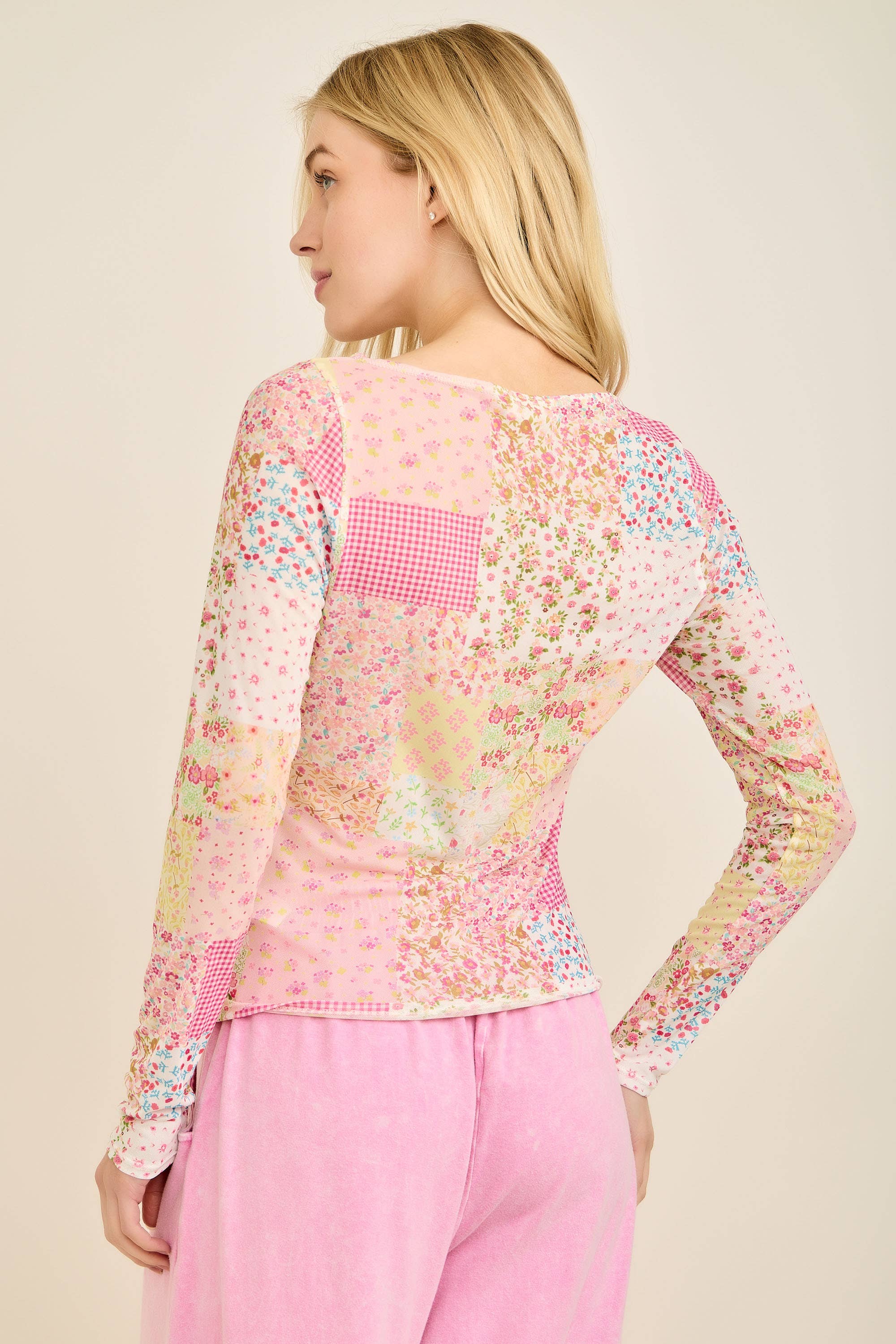 Spring Picnic Patch Mesh top HT7327