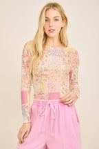 Spring Picnic Patch Mesh top HT7327