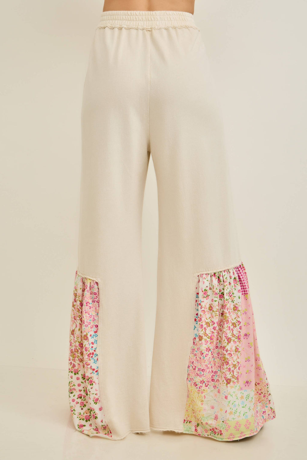 Mineral Washed Spring Picnic Print Ruffle Flare Pants HP7117
