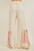 Mineral Washed Spring Picnic Print Ruffle Flare Pants HP7117