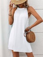 Black Halter Neck Sleeveless Swing Mini Dress Summer