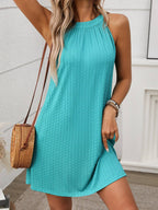 Black Halter Neck Sleeveless Swing Mini Dress Summer