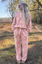 Camo Print Oversized Sweatshirt Pants Two Piece Set