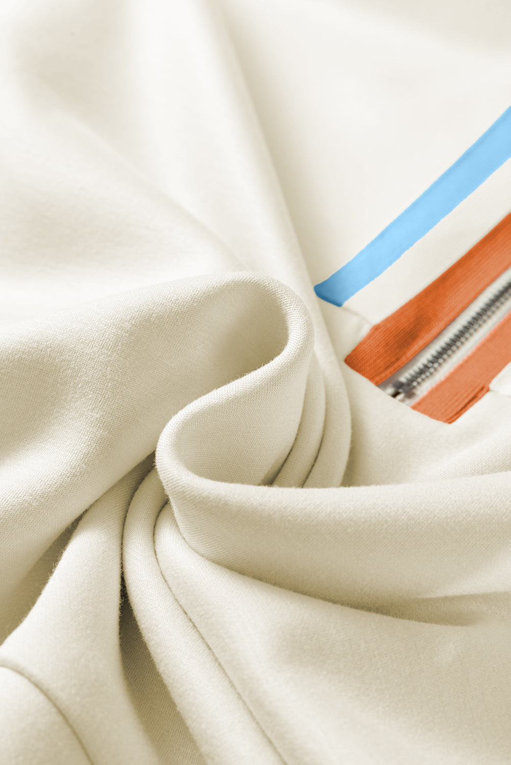 Apricot Striped Patchwork Quarter Zip Pullover Loose Pant Set