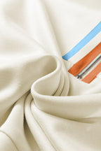 Apricot Striped Patchwork Quarter Zip Pullover Loose Pant Set