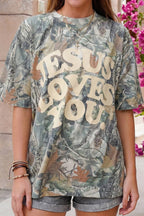 Camo Woodland LOVE LIKE JESUS Casual Tee S-4X