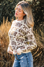 Brown Bows & Horseshoes Pattern Western Fashion Print Sweater