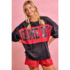 WOMENS GAMEDAY COLORBLOCK APPLIQUE RELAXED FIT T SHIRT