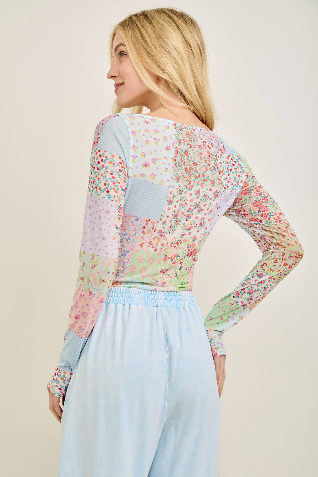 Spring Picnic Patch Mesh top HT7327