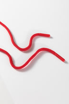 Fiery Red Polo Collar V Neck 3/4 Sleeve Pullover Drawstring Bell Bottom Pants 2pcs Set