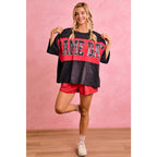 WOMENS GAMEDAY COLORBLOCK APPLIQUE RELAXED FIT T SHIRT