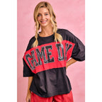 WOMENS GAMEDAY COLORBLOCK APPLIQUE RELAXED FIT T SHIRT