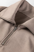 Goat Zip Collar Long Sleeve Top Drawstring Pants Set