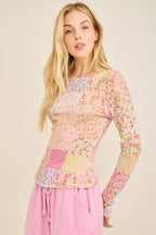 Spring Picnic Patch Mesh top HT7327