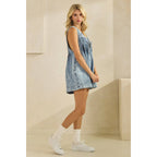 Pleated All over Pearl Denim Romper