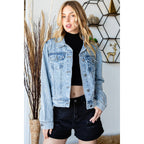 All Over Pearl Cropped Denim Jacket