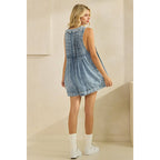 Pleated All over Pearl Denim Romper