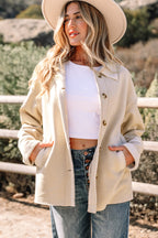 Parchment Suede Sherpa Lined Western Loose Jacket
