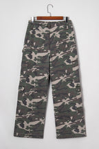 Green Camo Cargo Wide Leg Pants