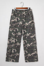 Green Camo Cargo Wide Leg Pants