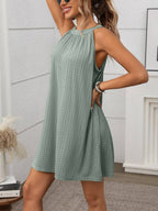 Black Halter Neck Sleeveless Swing Mini Dress Summer