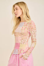 Spring Picnic Patch Mesh top HT7327