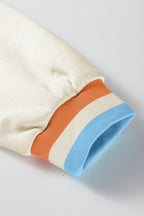 Apricot Striped Patchwork Quarter Zip Pullover Loose Pant Set