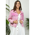 All Over Pearl Cropped Denim Jacket