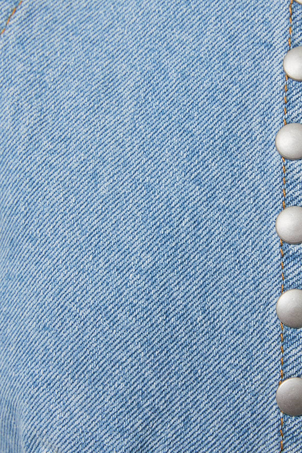 STUD DETAIL V-NECK DENIM ROMPER