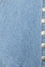 STUD DETAIL V-NECK DENIM ROMPER