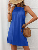 Black Halter Neck Sleeveless Swing Mini Dress Summer