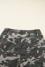 Green Camo Cargo Wide Leg Pants