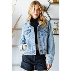 All Over Pearl Cropped Denim Jacket