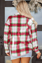 Red Christmas Plaid Casual Flannel Shacket