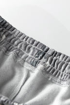 Gray Camo Print Cozy Drawstring Elastic Waist Jogger Pants