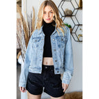 All Over Pearl Cropped Denim Jacket
