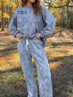 Camo Print Oversized Sweatshirt Pants Two Piece Set