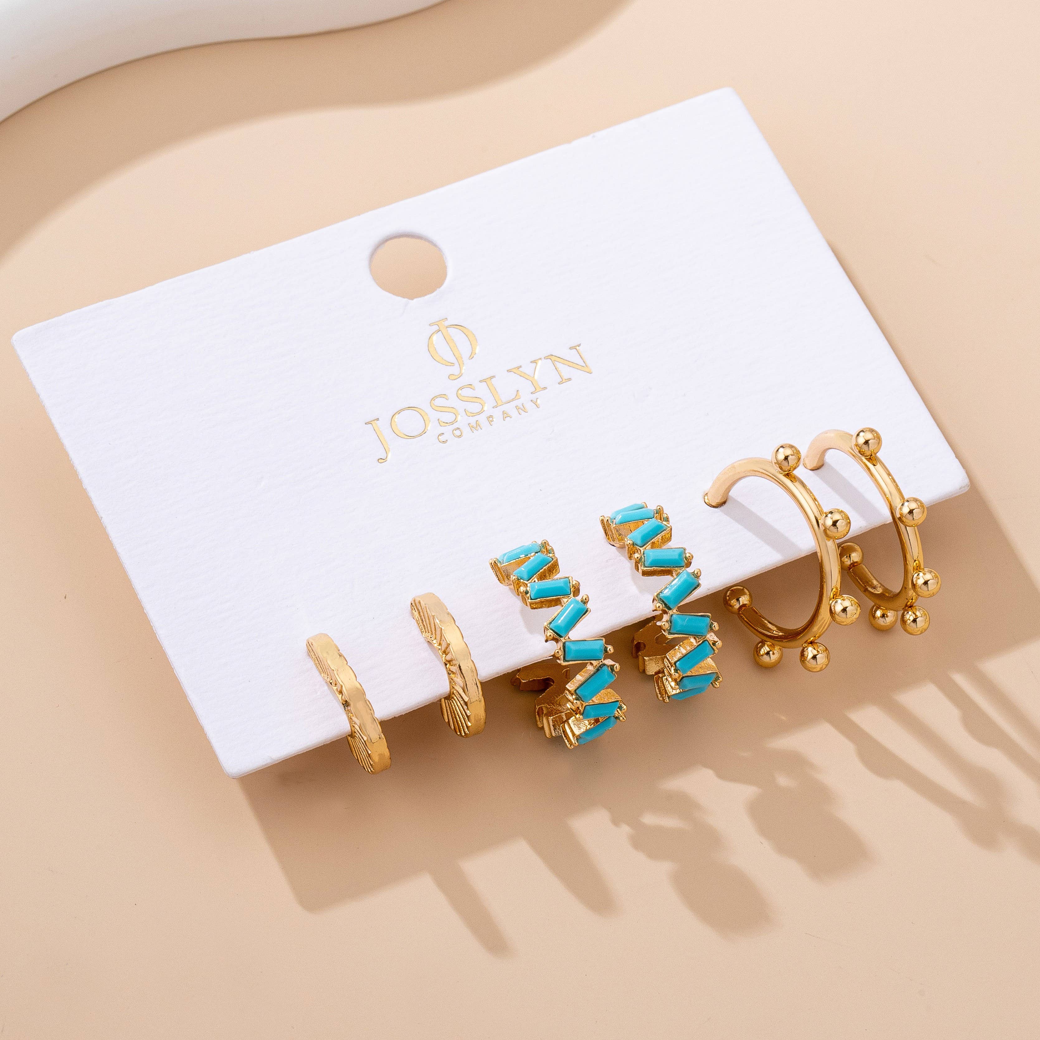Turquoise Enamel Hoop Trio Earring Set | 80E61672