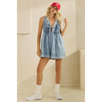 Pleated All over Pearl Denim Romper