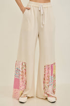 Mineral Washed Spring Picnic Print Ruffle Flare Pants HP7117