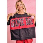 WOMENS GAMEDAY COLORBLOCK APPLIQUE RELAXED FIT T SHIRT