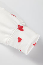 Fiery Red Tiny Hearts Printed Long Sleeve Top Drawstring Lounge Pant Set